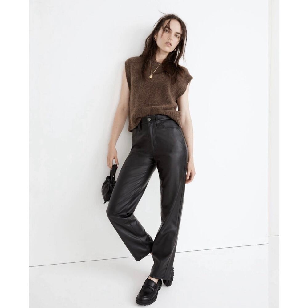 Madewell Women's Faux Black Leather The Perfect Vintage Straight Jean Sz 25